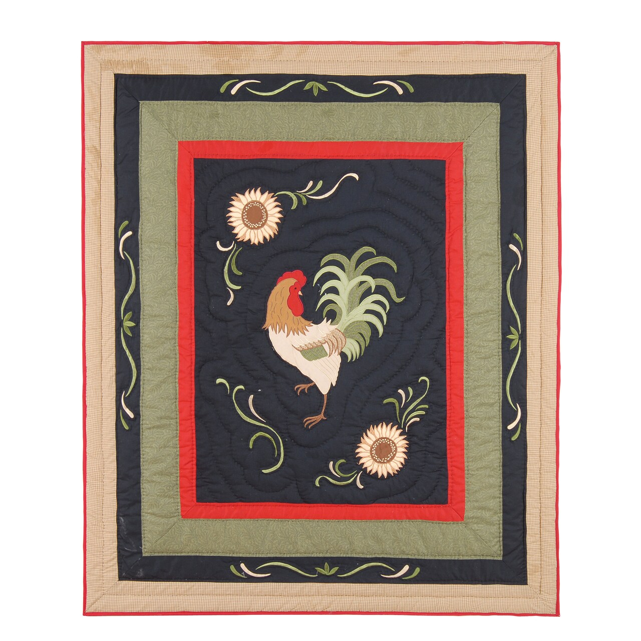 Harvest Rooster Quilted French Country Theme Accent Throw Blanket 50" x 60"